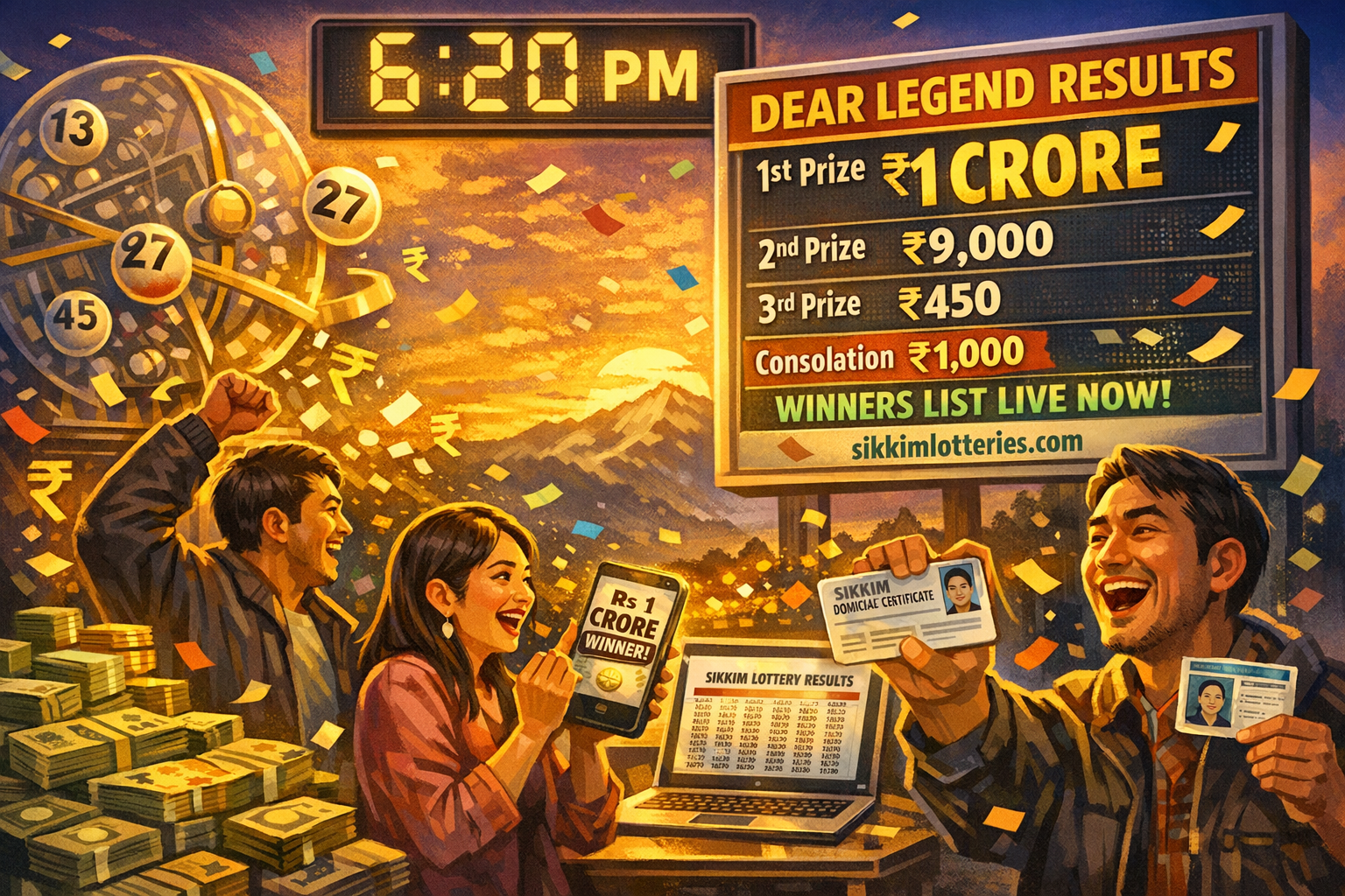 Sikkim's Dear Legend Draw Releases Winners List After 6 PM Close